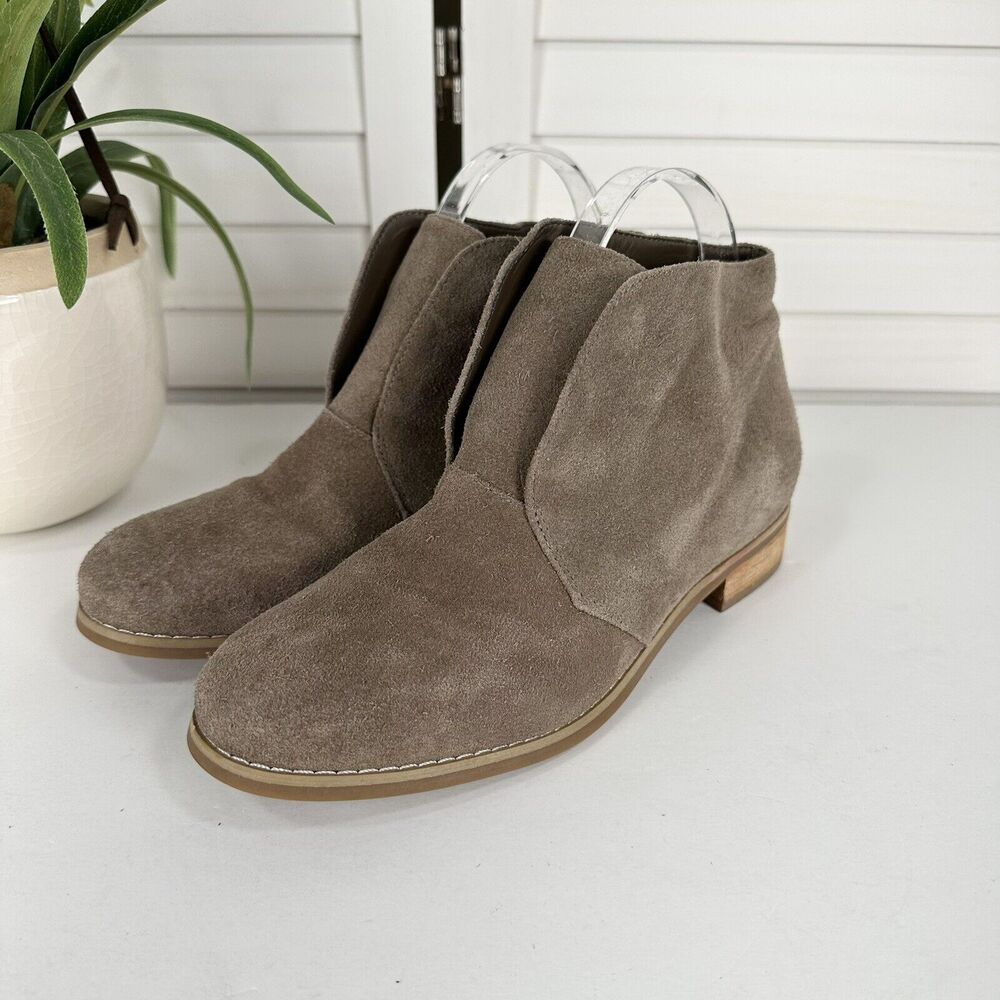 Blondo Verona Tan Suede Ankle Boots Slip On Waterproof Block Heel Women Size 7.5